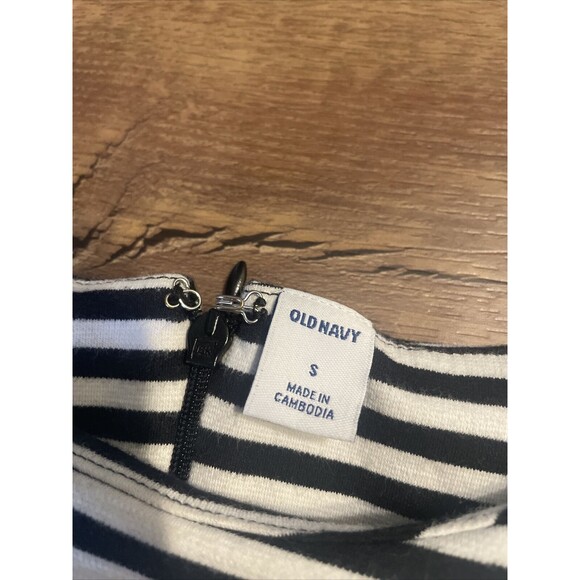 Old Navy Size Small Mini Dress Ponte-Knit Sheath Black/White Stripe Cotton Work - Picture 5 of 10